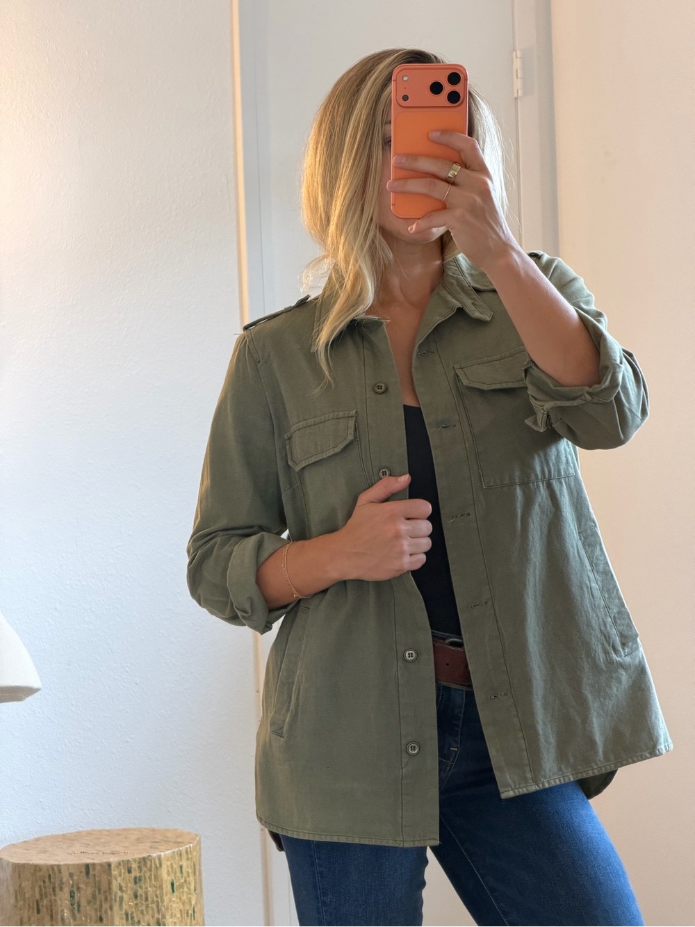 Casting Olive Green Cotton Utility Shirt Jacket Medium